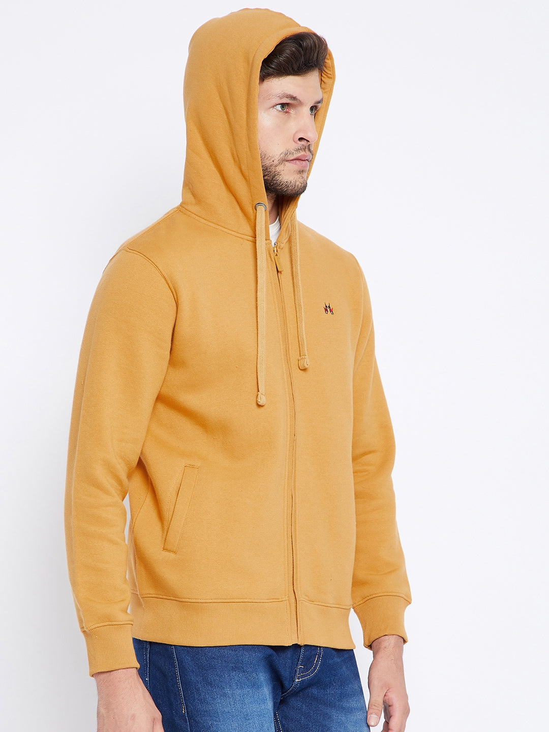 Mustard Hooded Sweatshirt - Men Sweatshirts