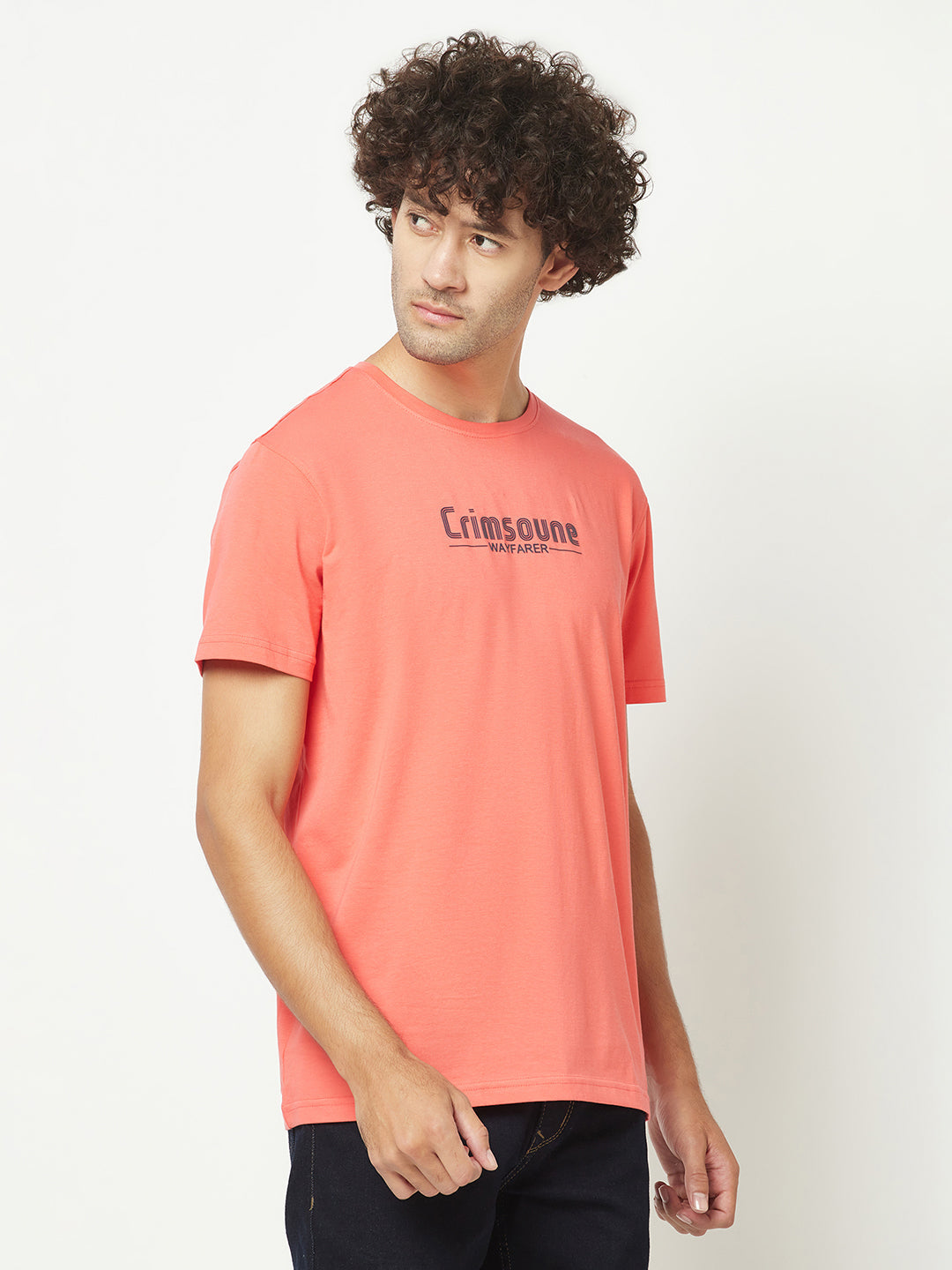  Coral Pink Brand-Logo T-Shirt