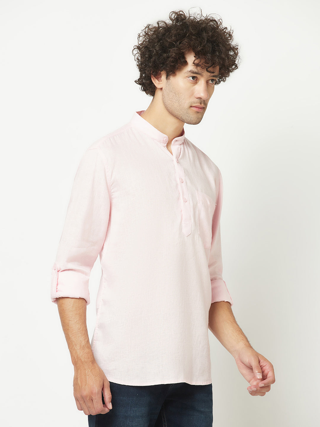  Baby Pink Shirt Style Kurta 