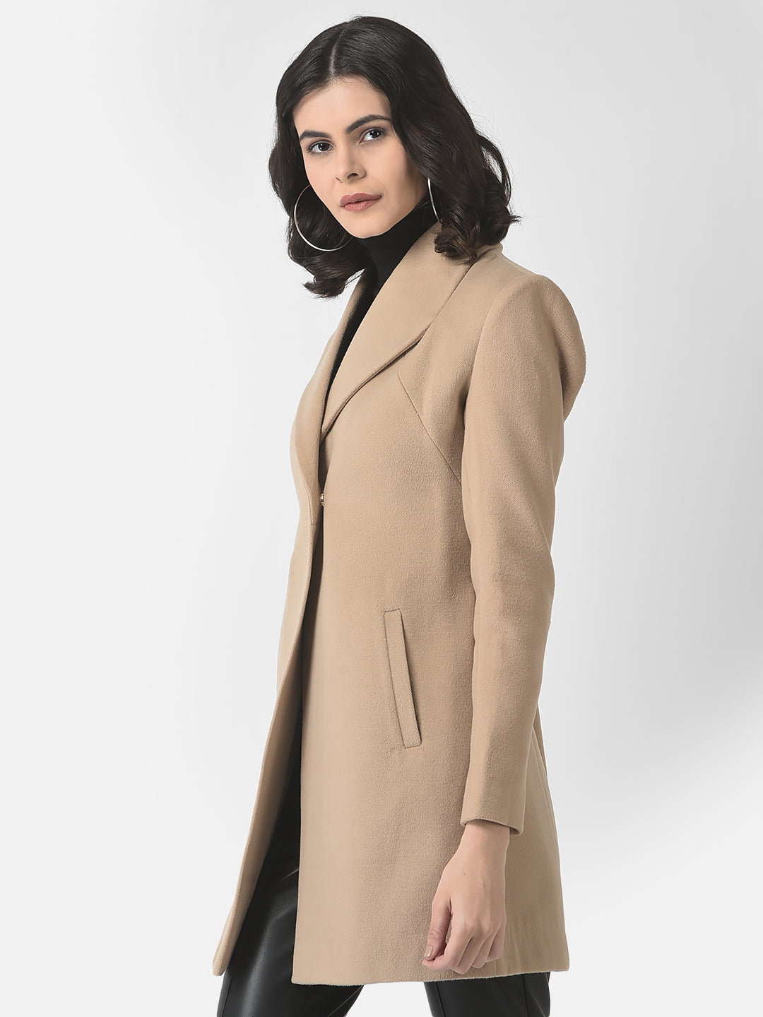  Biege A-Line Overcoat