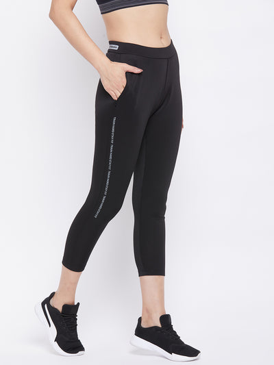 Black Cropped Track Pants - Women Track Pants