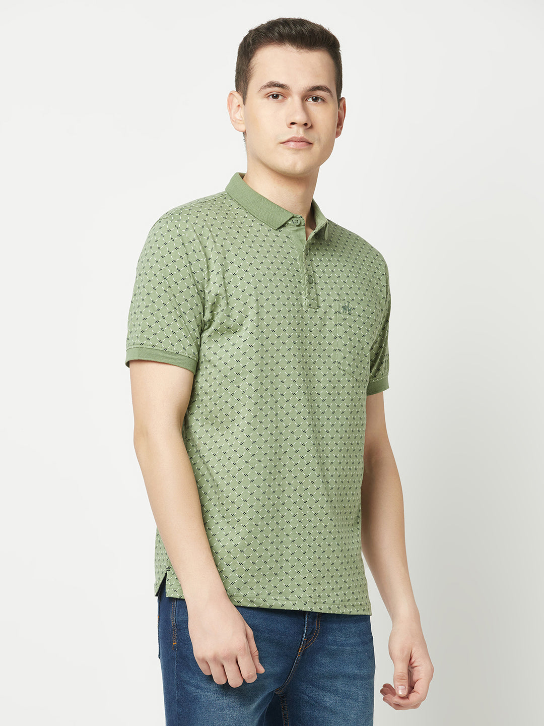  Fern Green Geometric Polo T-Shirt
