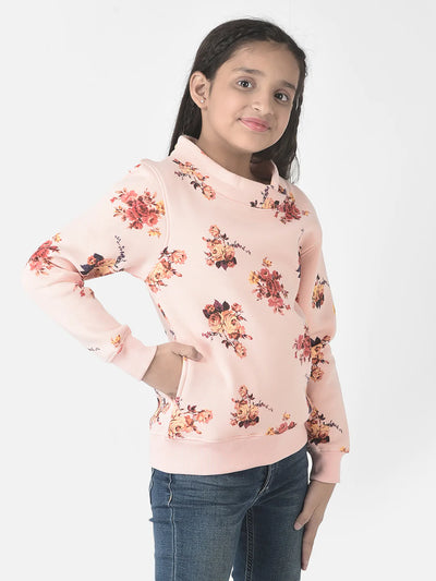 Baby Peach Floral Print Sweatshirt