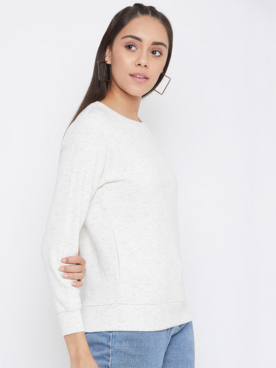 White Round Neck Sweatshirt - Women Sweatshirts