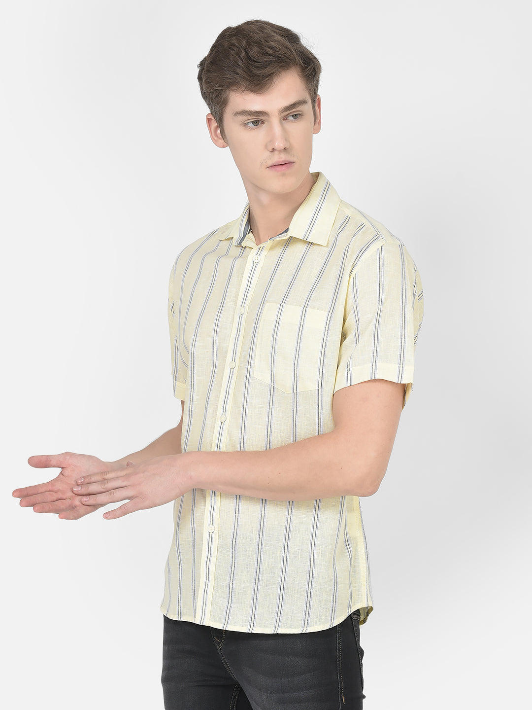  Lemon Yellow Striped Shirt