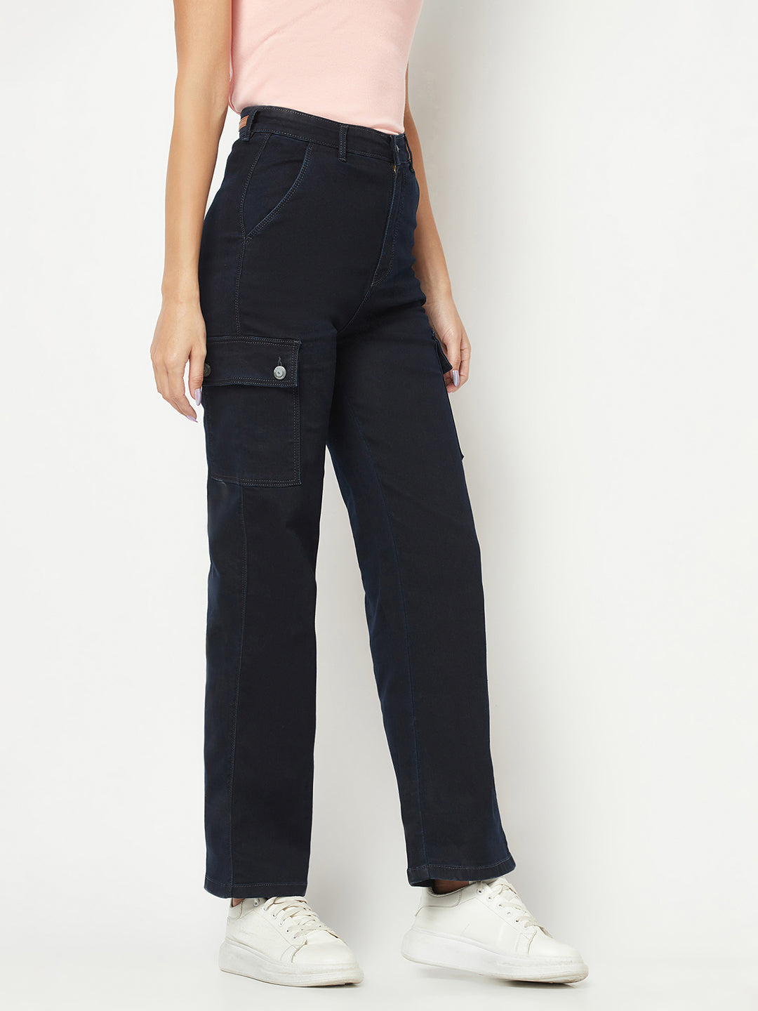  Navy Blue Cargo-Style Denims