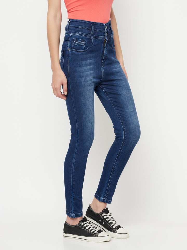 Blue Light Fade High Waist Jeans - Women Jeans