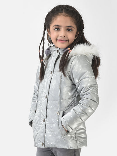  Grey Padded Jacket in Star Print