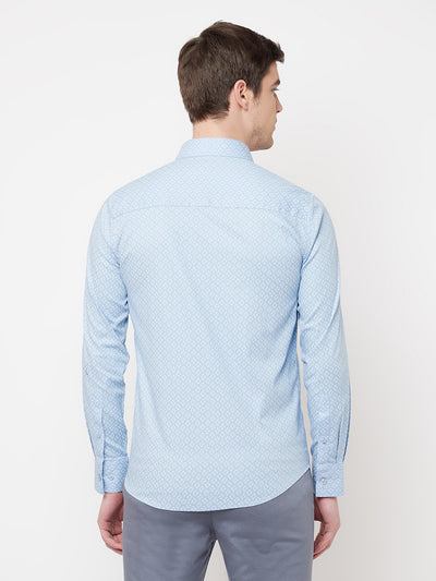 Blue Printed Casual Shirt - Men Shirts