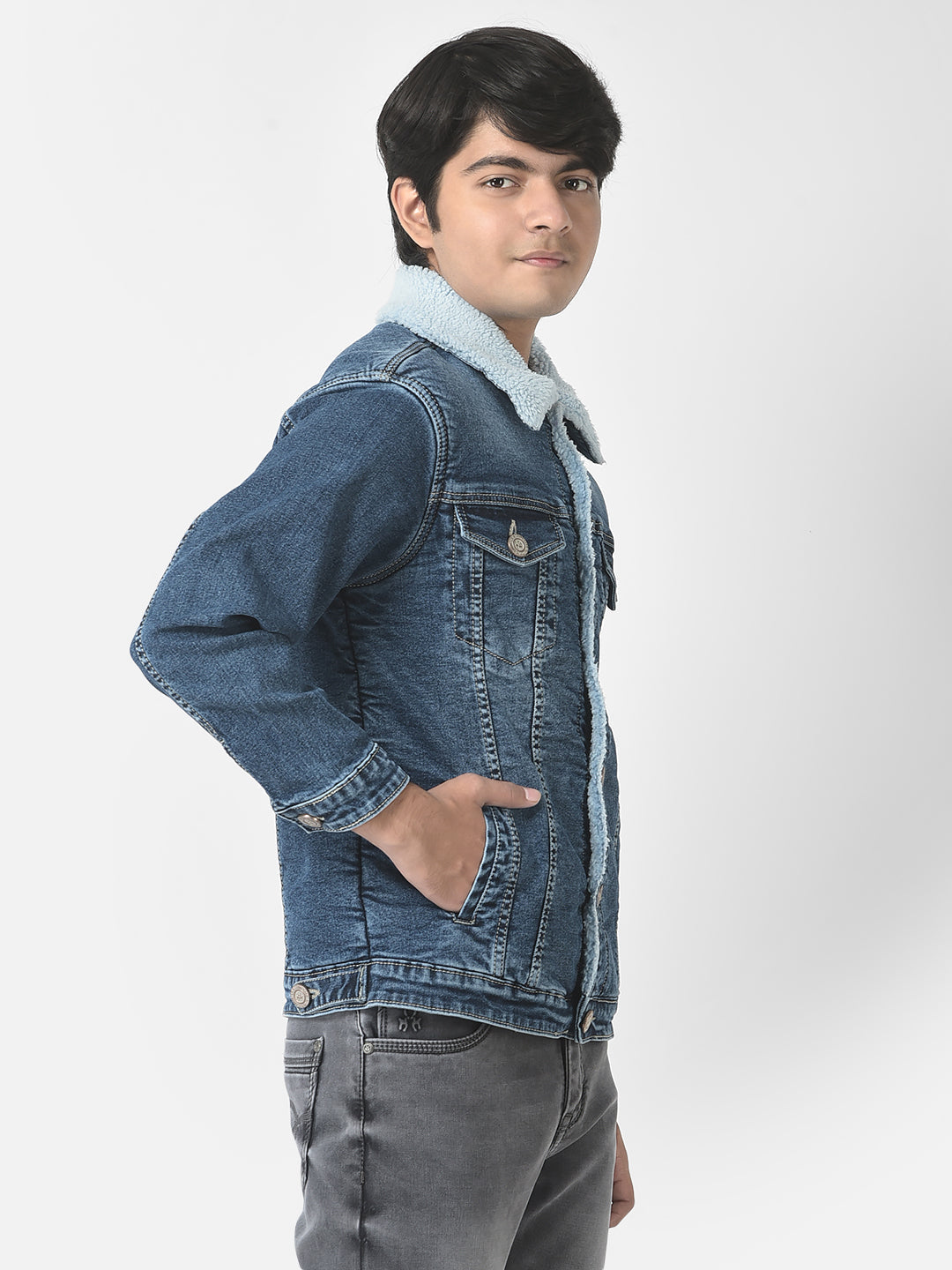  Fur Lined Denim Jacket