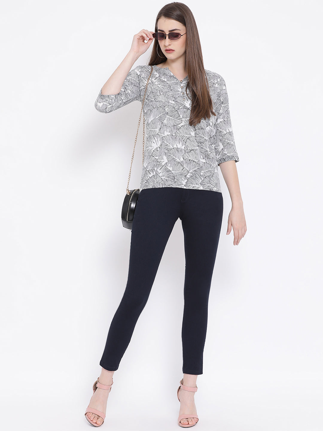 Grey Floral Top - Women Tops