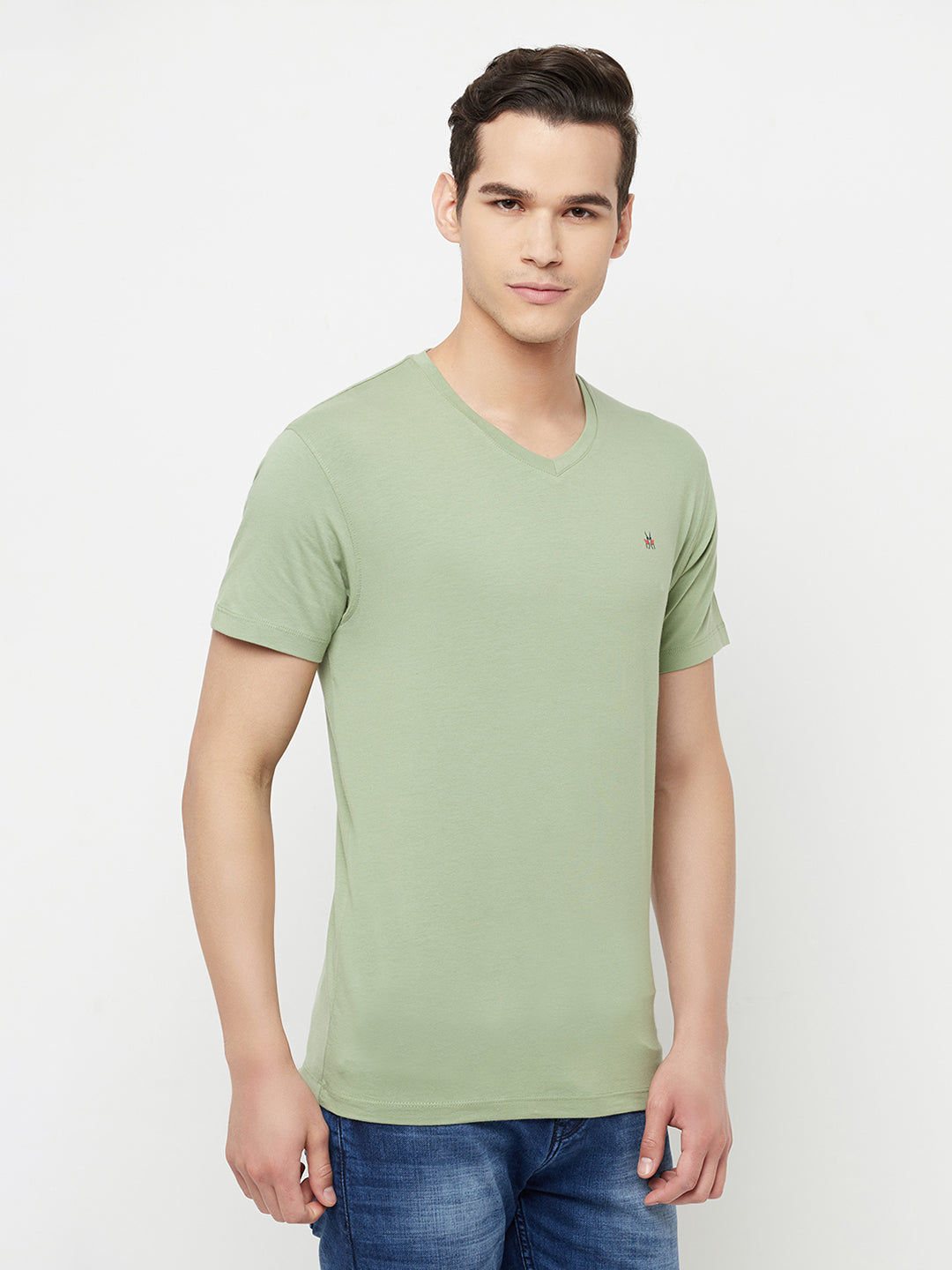 Olive V-Neck T-Shirt - Men T-Shirts