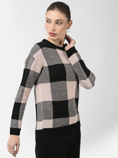  Black-Pink Checked Sweater