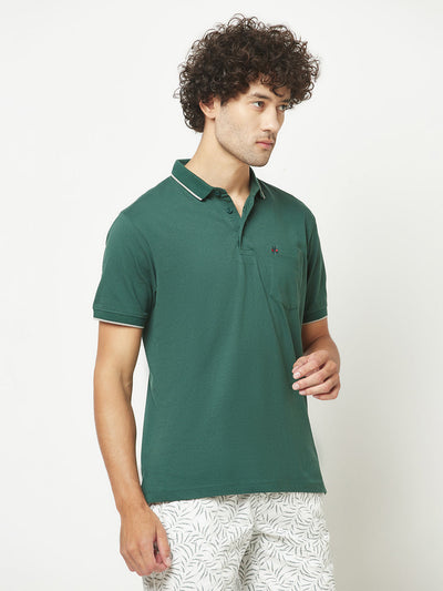  Plain Bottle Green Polo T-Shirt