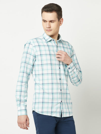  Teal Blue Checkered Shirt