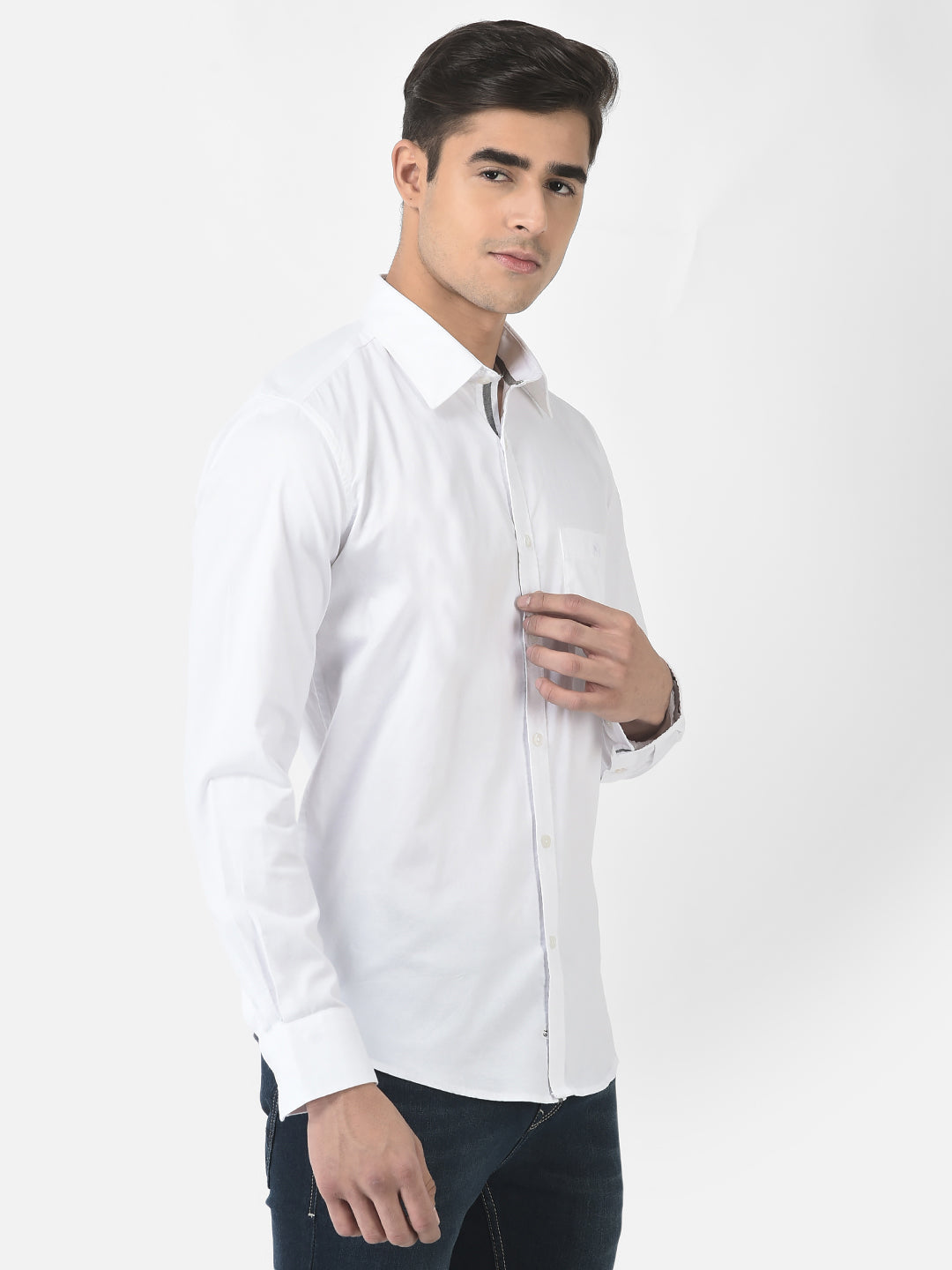 White Button-Down Shirt in Pure Cotton