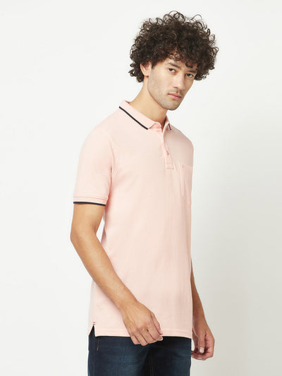  Peach Minimal Polo T-Shirt