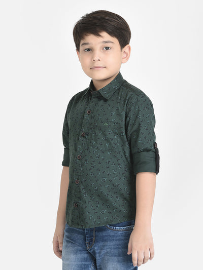 Emerald Green Shirt in Floral Print