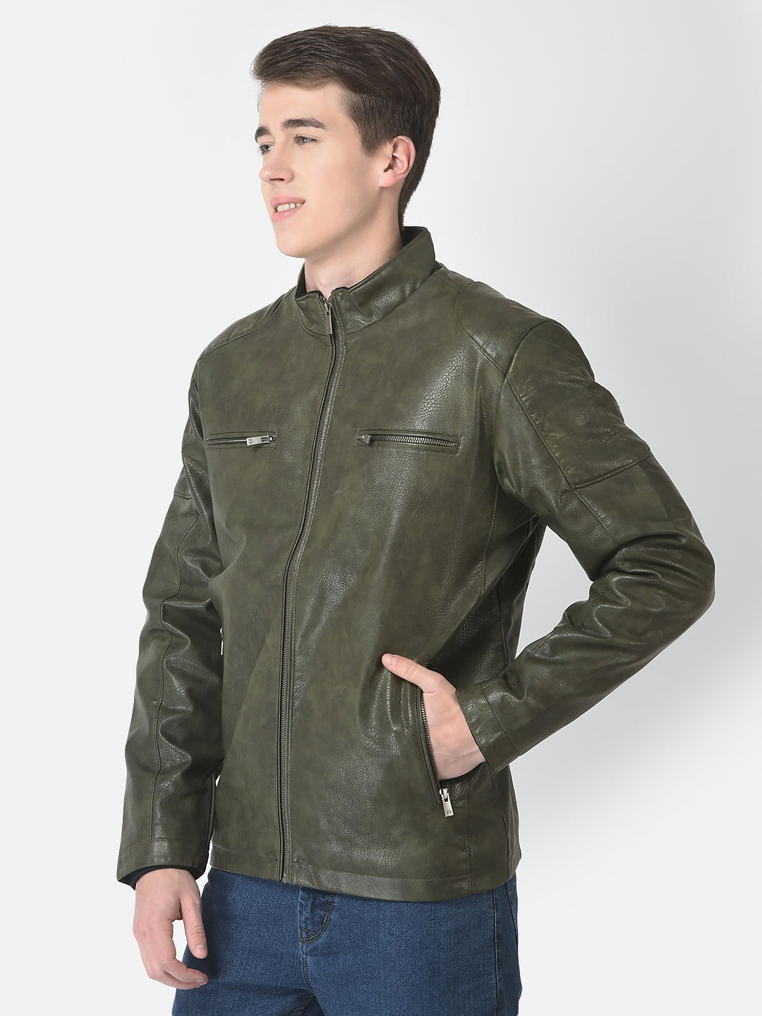  Olive Green Leather Jacket