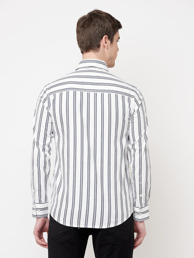 White Striped Casual Shirt - Men Shirts