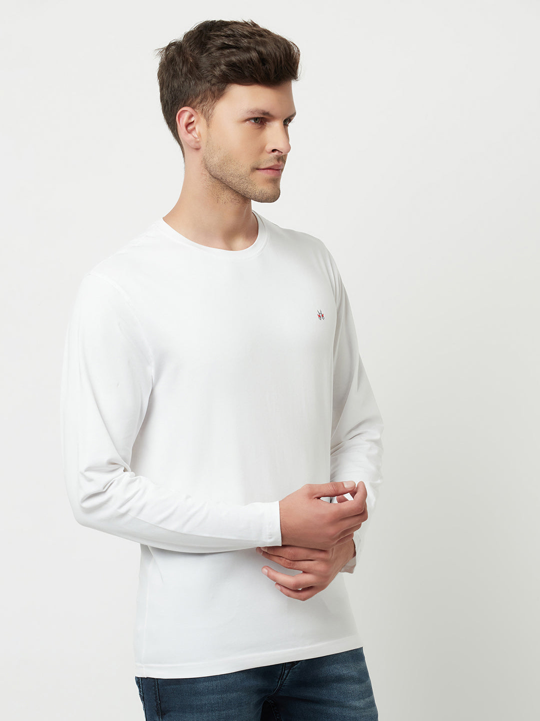 White Round Neck T-Shirt-Men T-Shirts-Crimsoune Club