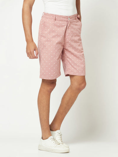 Salmon Pink Graphic Print Chino Shorts