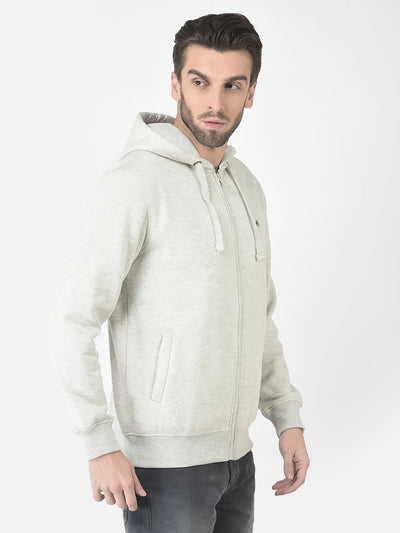  Grey Melange Zipped Sweatshirt 