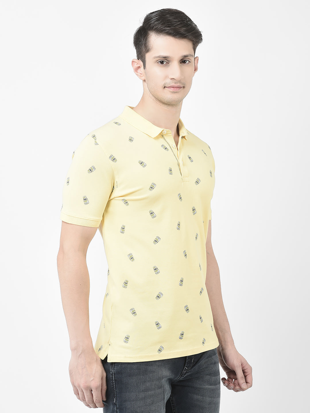  Custard Yellow Graphic Polo T-Shirt