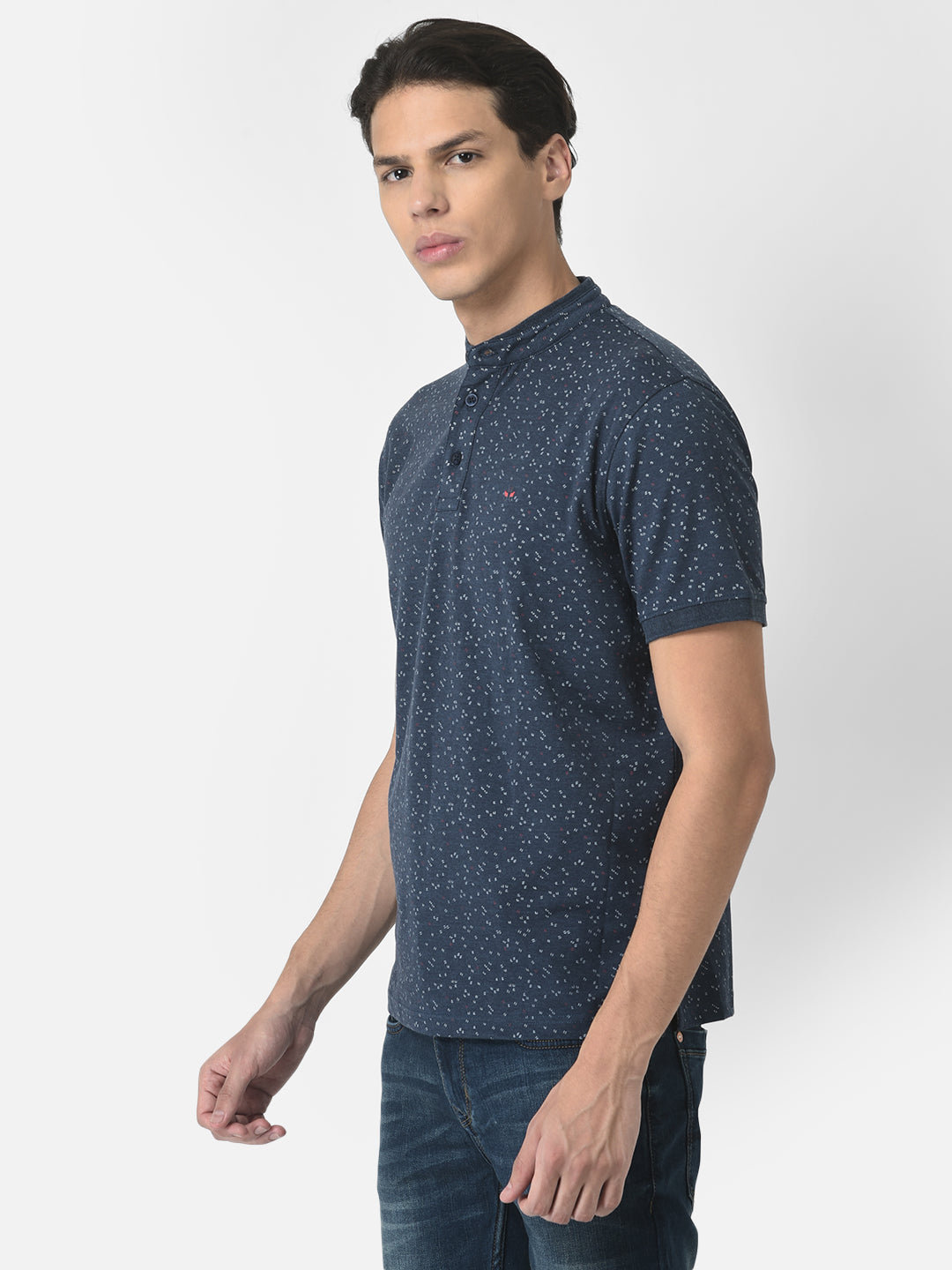 Navy Blue T-Shirt with Abstract Print 