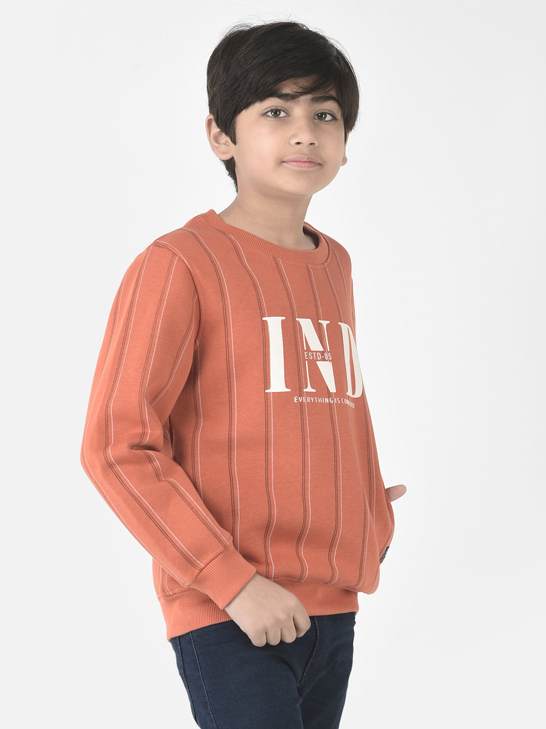  Bold Striped Rust Sweatshirt