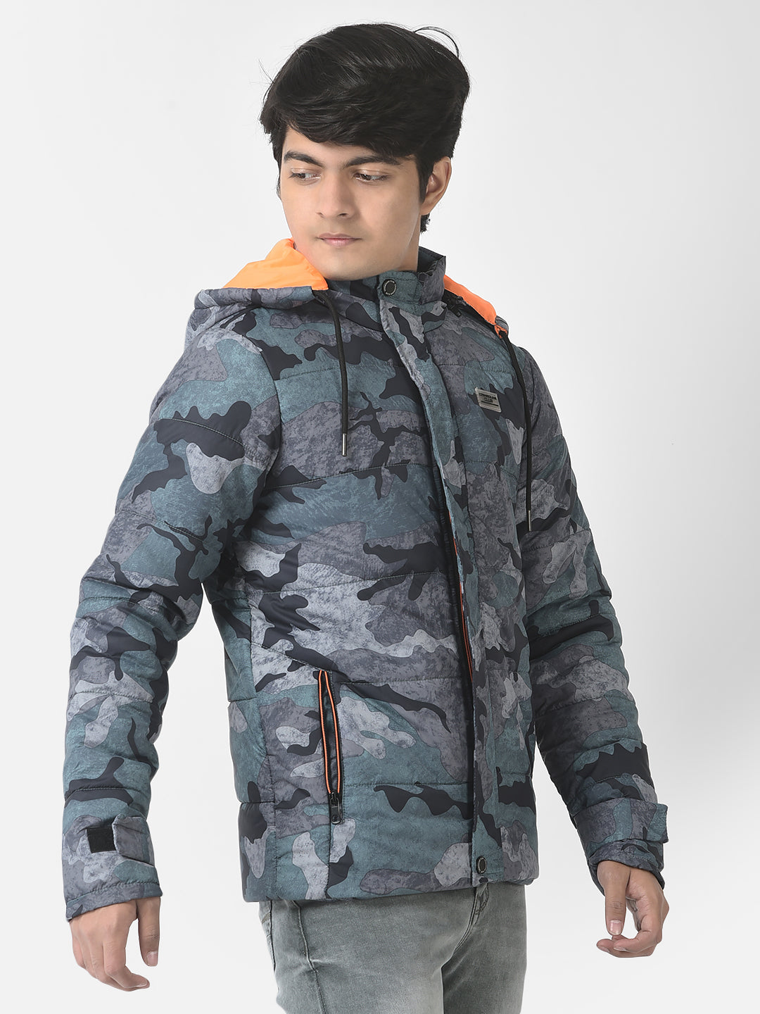  Grey-Blue Padded Camouflage Jacket