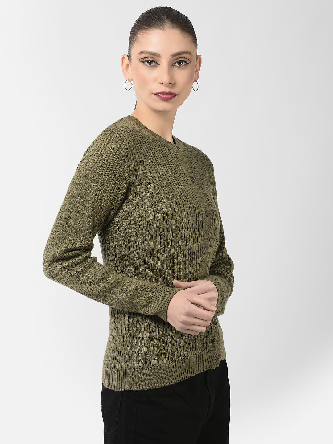  Olive Embroidered Cardigan 