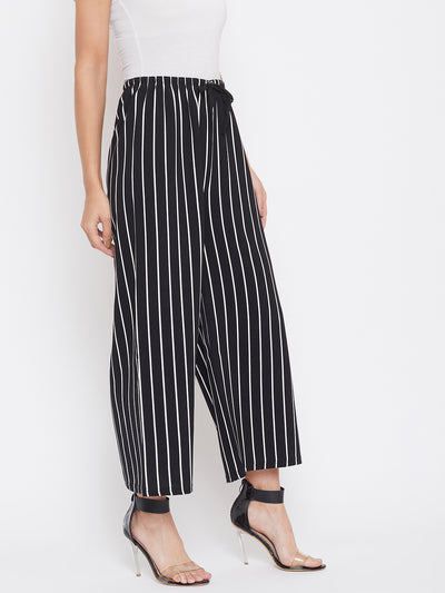 Striped Flared Parallel Trousers - Women Trousers