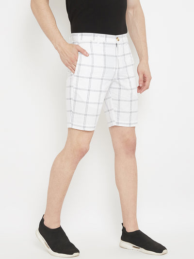 White Checked shorts - Men Shorts