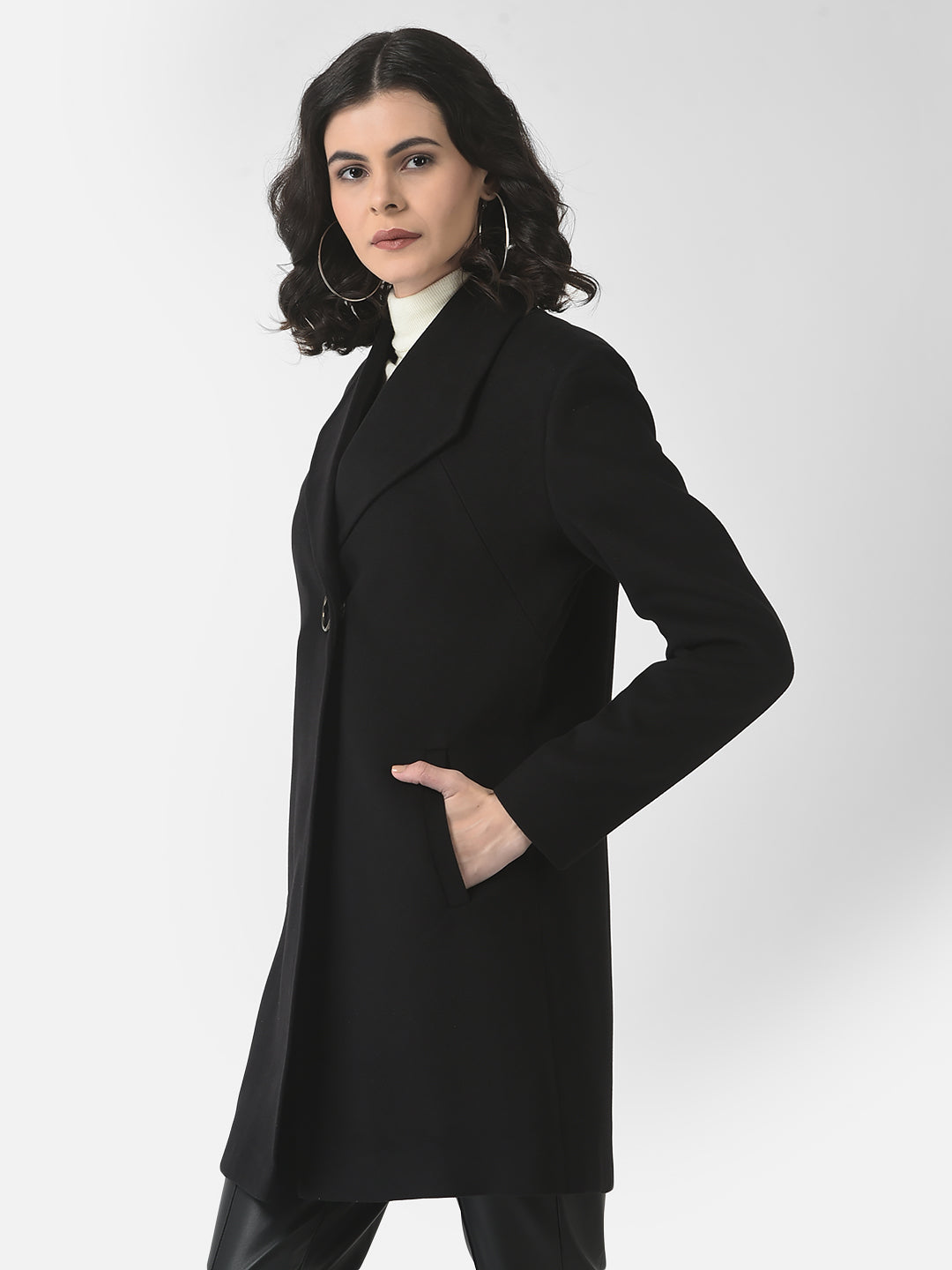  Black A-Line Overcoat
