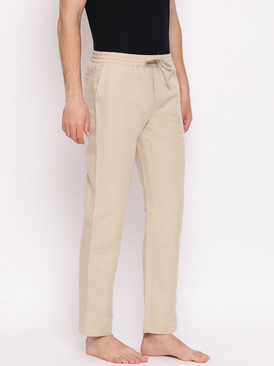 Beige Straight Cotton Lounge Pants - Men Lounge Pants