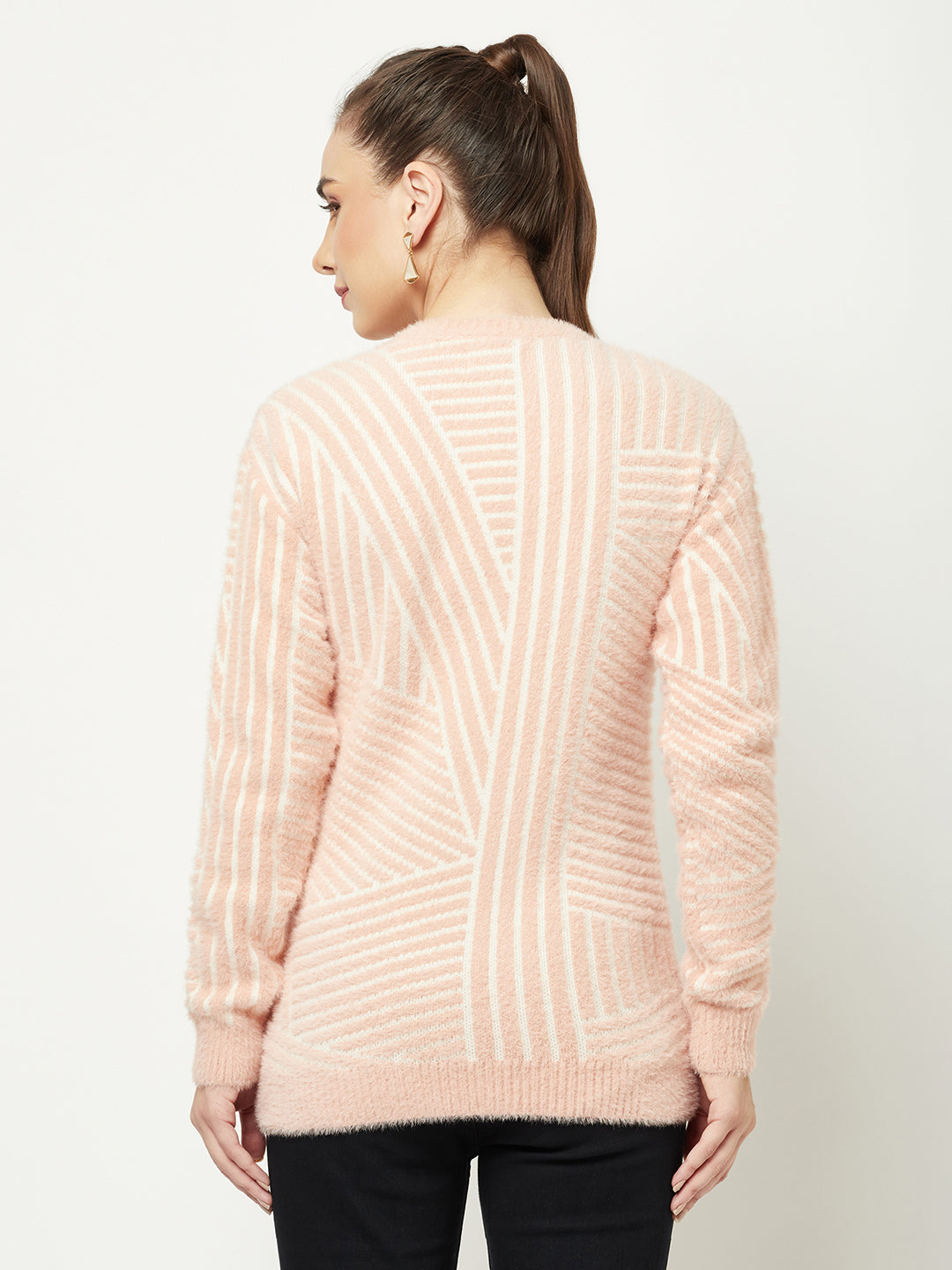  Fuzzy Pink Abstract Sweater