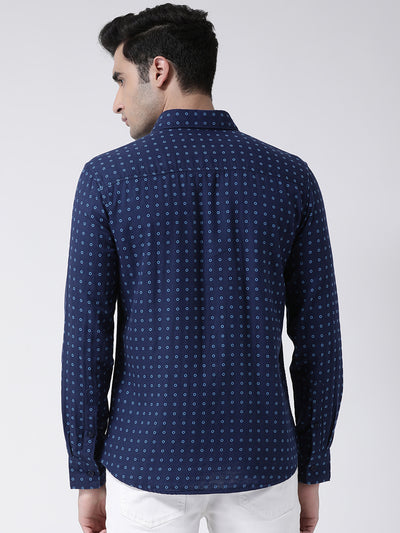 Navy Blue Printed Shirt - Men Shirts