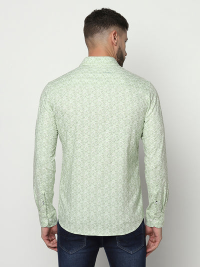 Green Abstract Print Shirt-Men Shirts-Crimsoune Club
