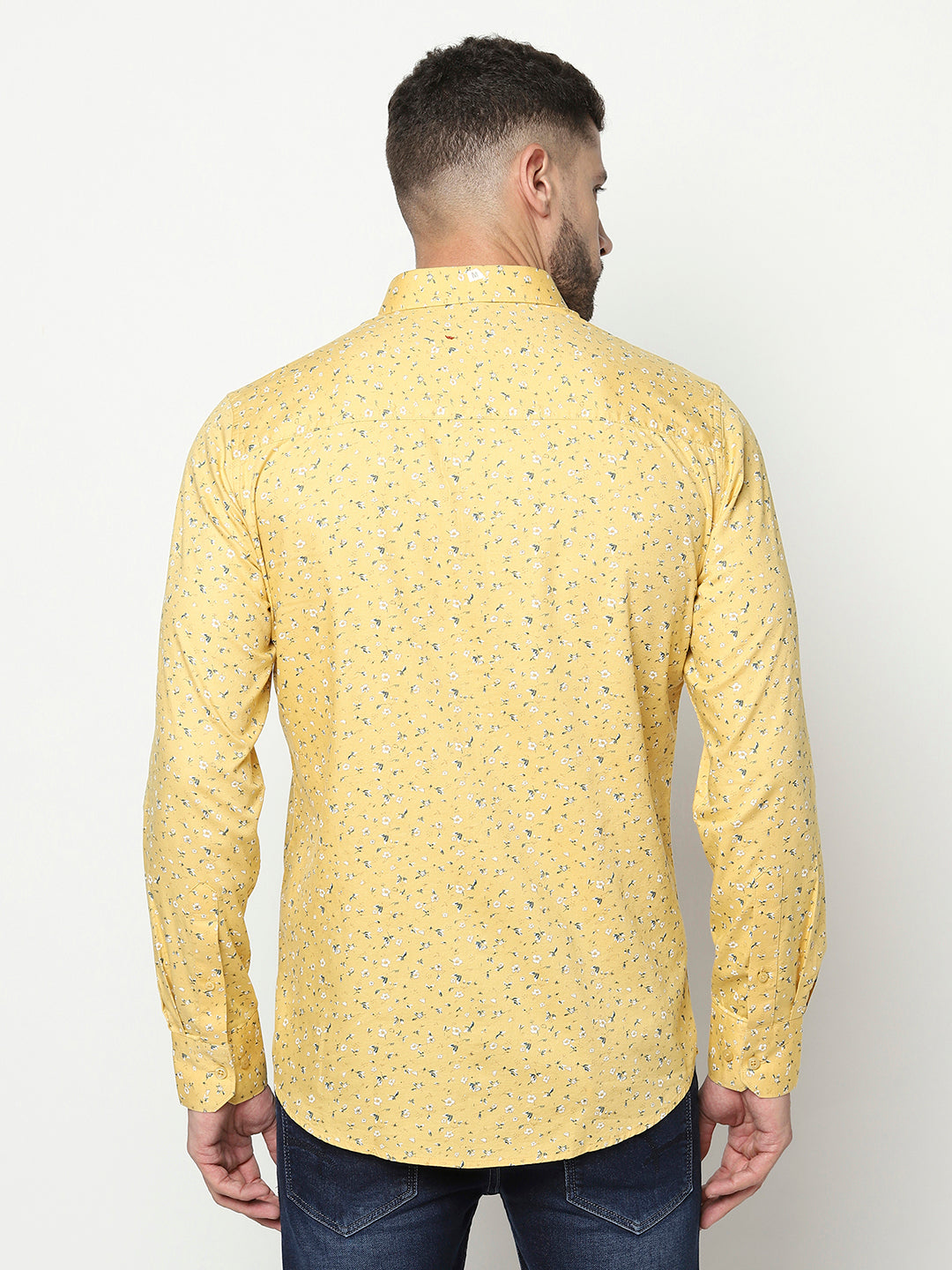 Yellow Floral Shirt-Men Shirts-Crimsoune Club