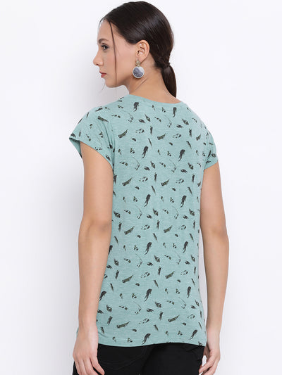 Green Printed T-Shirt - Women T-Shirts