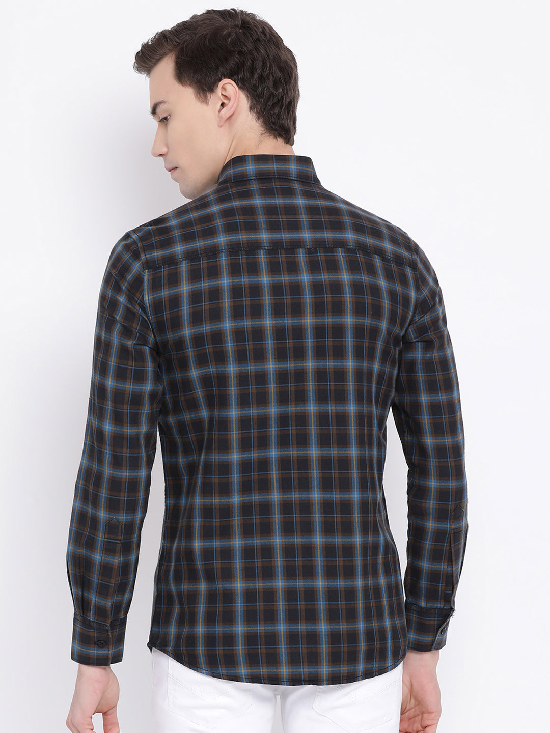 Black Checked Slim Fit Full Sleeves Shirt - Men Shirts