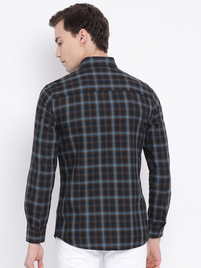 Black Checked Slim Fit Full Sleeves Shirt - Men Shirts