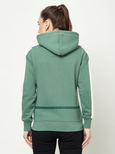  Sea Green Typographic Zipper Sweatshirt