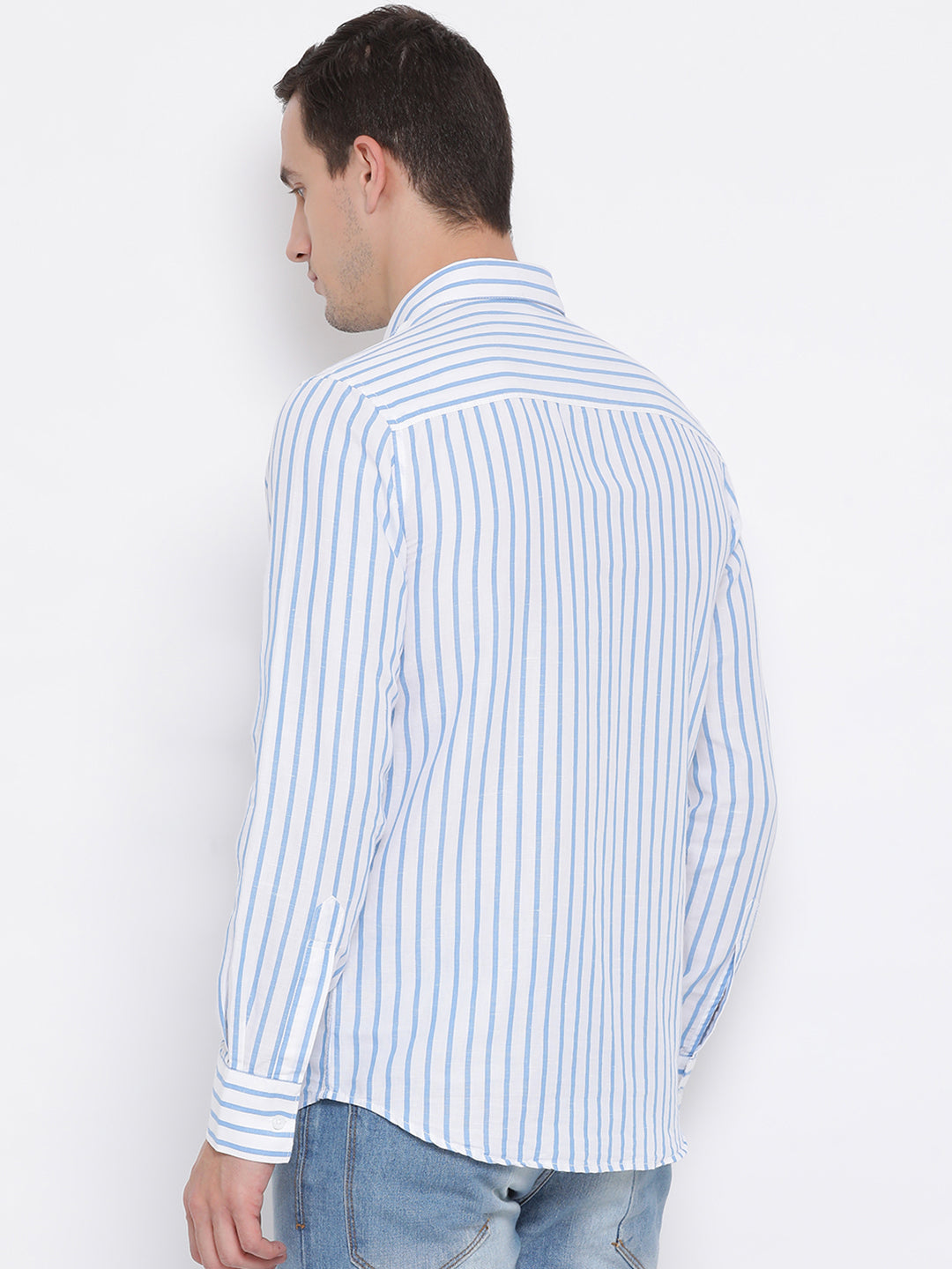 Blue Striped Button up Shirt - Men Shirts