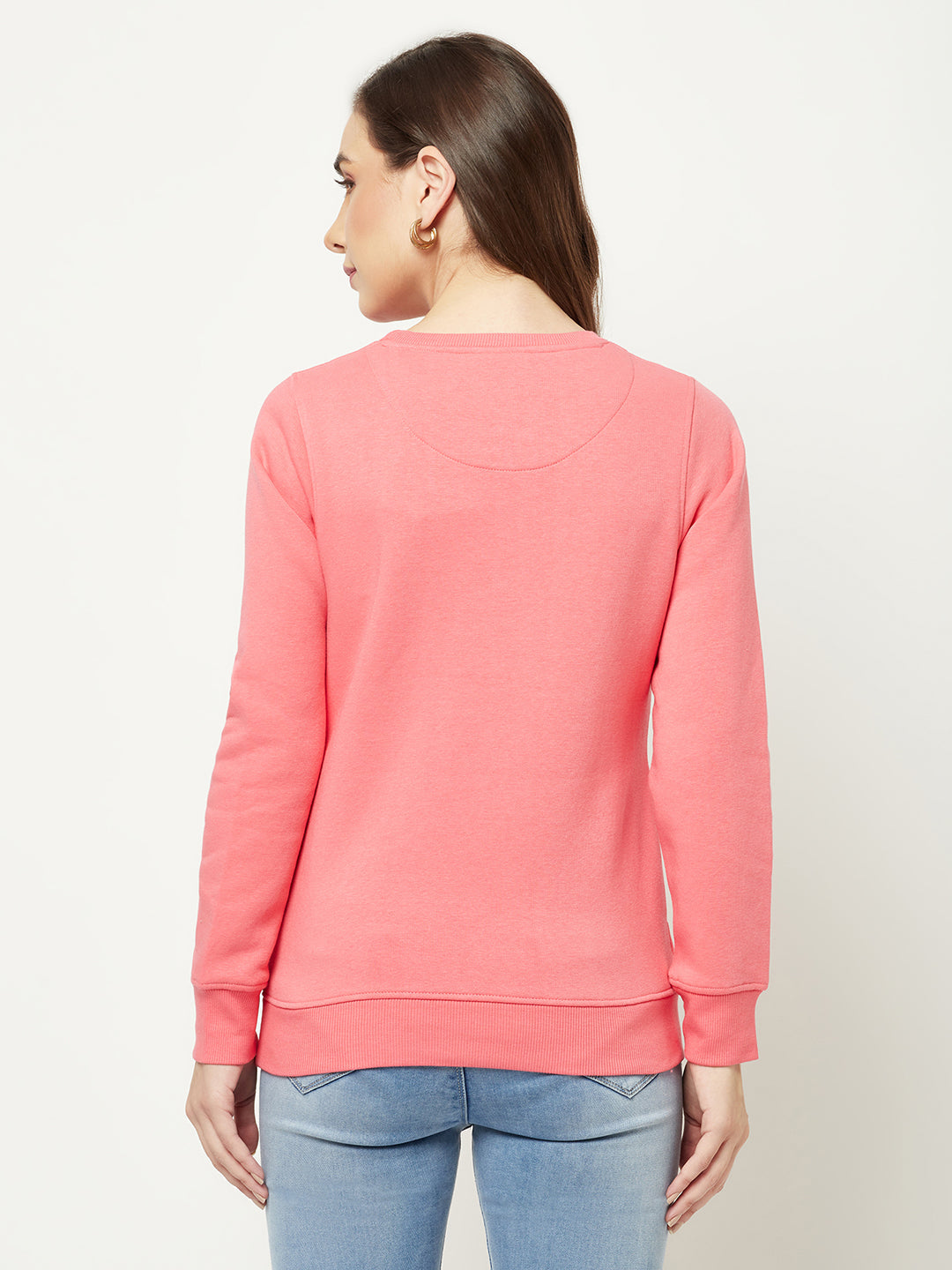  Coral Pink Typographic Sweatshirt 