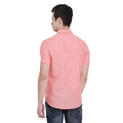 Pink Solid Spread Collar Slim Fit shirts-Men Shirts-Crimsoune Club