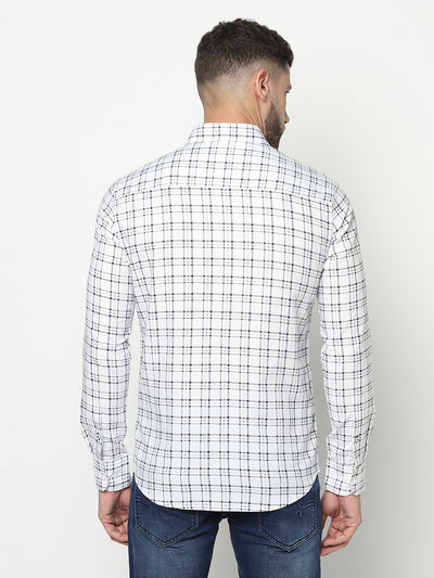 White Tartan Checked Shirt-Men Shirts-Crimsoune Club