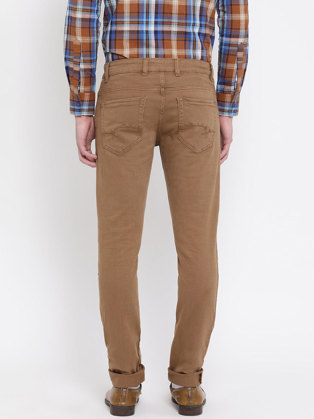 Brown Slim Fit Trousers - Men Trousers