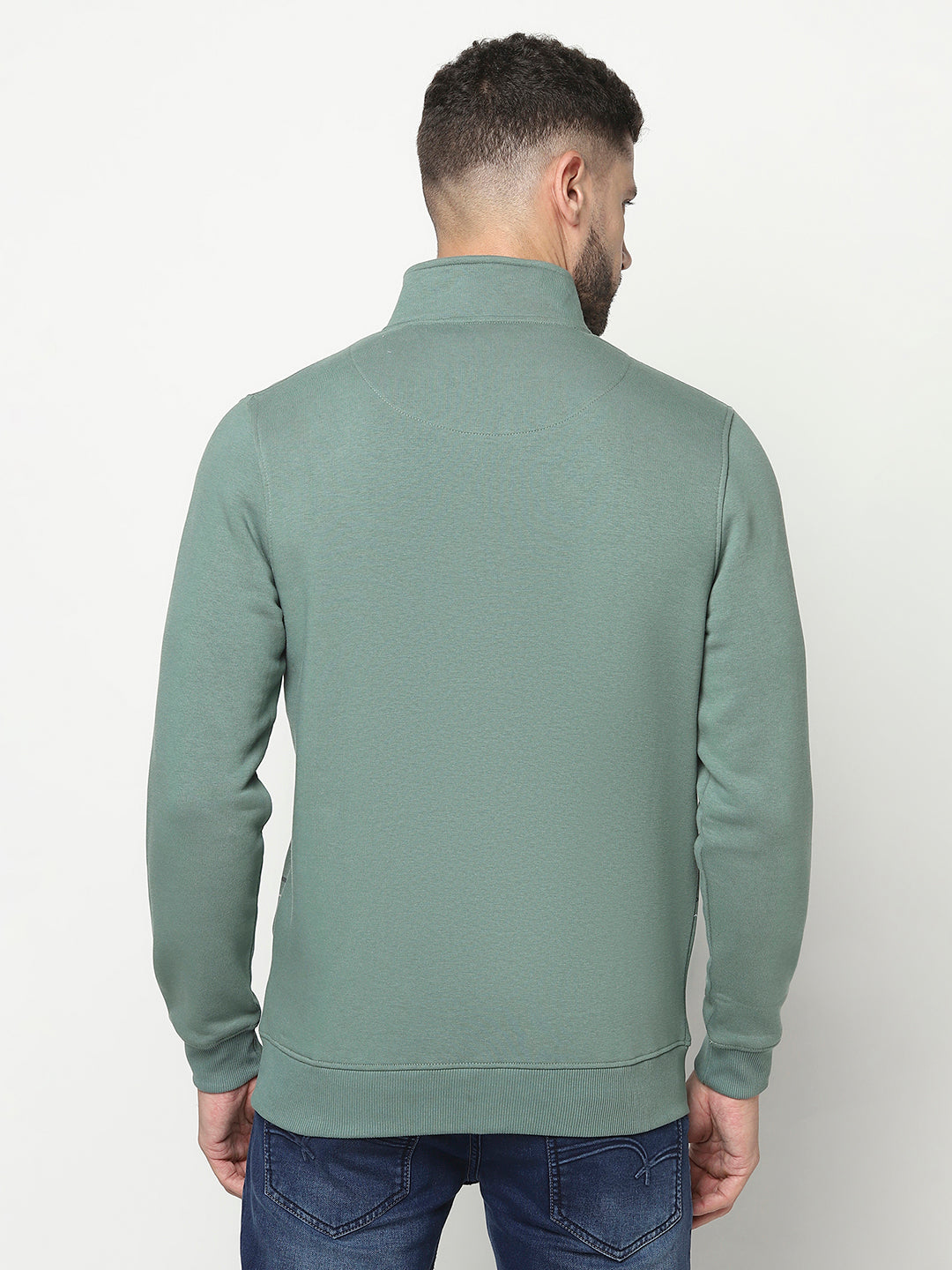 Green Lined Zipper Sweatshirt-Men Sweatshirts-Crimsoune Club